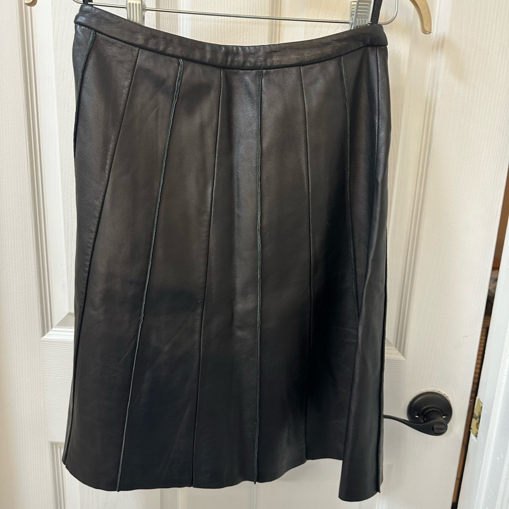 Black leather skirt-knee length